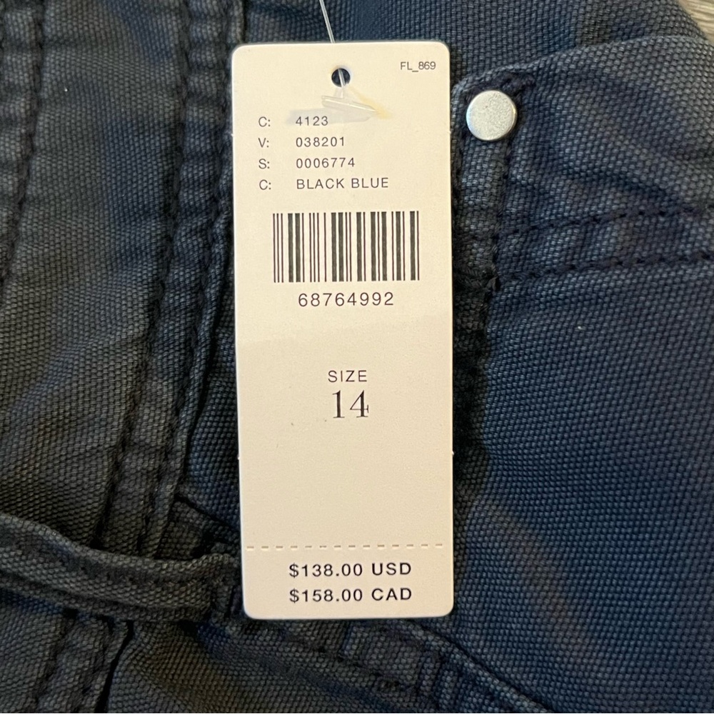 Anthropologie Utility Barrel Leg Cargo Pants Size 14 Black Blue High Rise Ankle - Picture 4 of 10